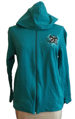 Small Retrogade by Viscosity Womens Skater Style Teal Full Zip Up Hoodie